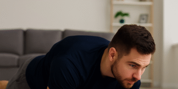 how to burn belly fat without cardio – man doing plank on yoga mat at home to strengthen core and lose belly fat naturally